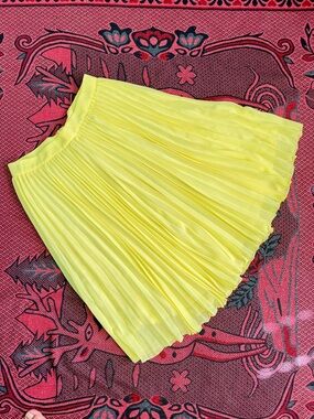 Bright Yellow Pleated Skater Skirt - Lightweight Summer Style